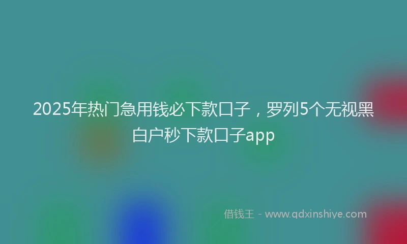 2025年热门急用钱必下款口子，罗列5个无视黑白户秒下款口子app