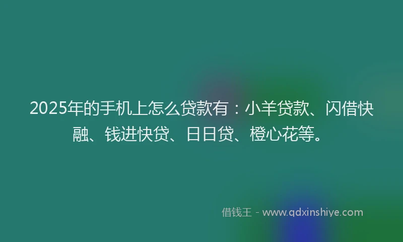2025年的手机上怎么贷款有：小羊贷款、闪借快融、钱进快贷、日日贷、橙心花等。