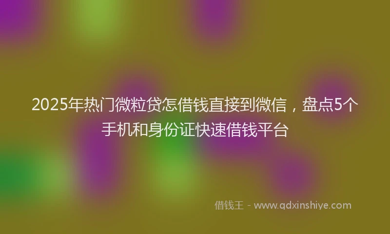 2025年热门微粒贷怎借钱直接到微信，盘点5个手机和身份证快速借钱平台
