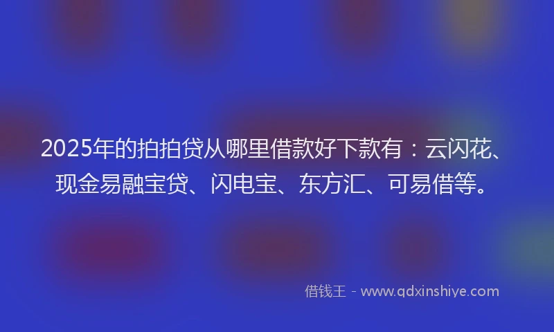 2025年的拍拍贷从哪里借款好下款有：云闪花、现金易融宝贷、闪电宝、东方汇、可易借等。