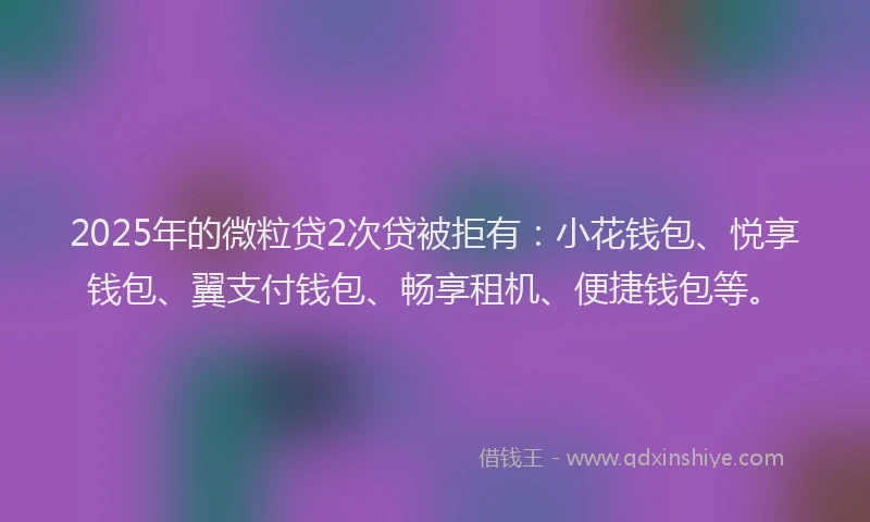2025年的微粒贷2次贷被拒有：小花钱包、悦享钱包、翼支付钱包、畅享租机、便捷钱包等。