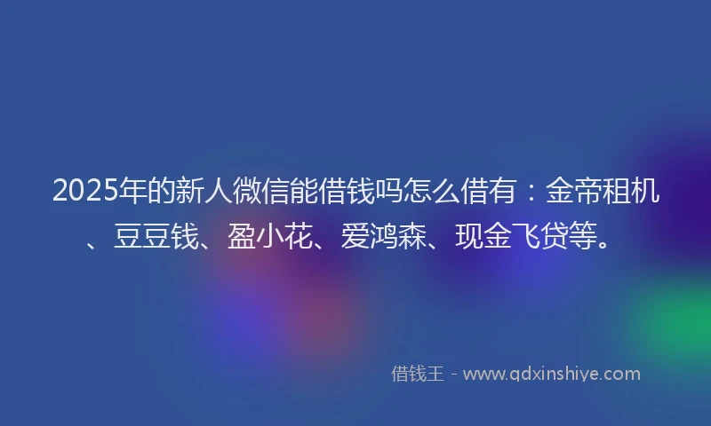 2025年的新人微信能借钱吗怎么借有：金帝租机、豆豆钱、盈小花、爱鸿森、现金飞贷等。