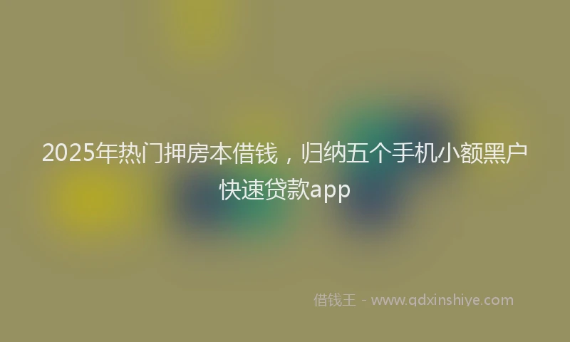 2025年热门押房本借钱，归纳五个手机小额黑户快速贷款app
