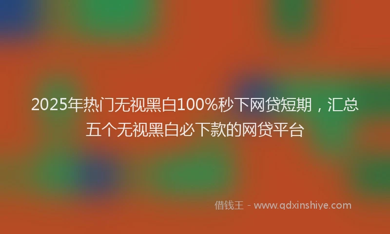 2025年热门无视黑白100%秒下网贷短期，汇总五个无视黑白必下款的网贷平台