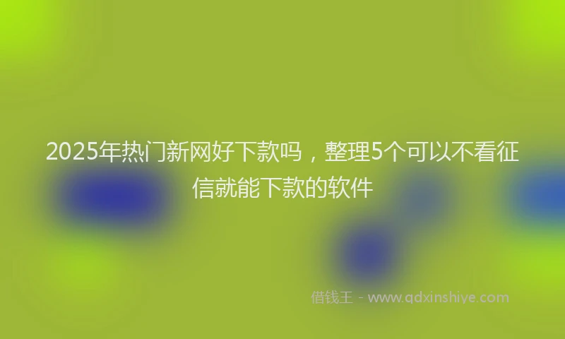 2025年热门新网好下款吗，整理5个可以不看征信就能下款的软件