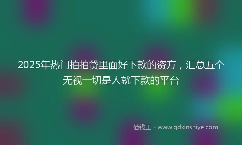 2025年热门拍拍贷里面好下款的资方，汇总五个无视一切是人就下款的平台