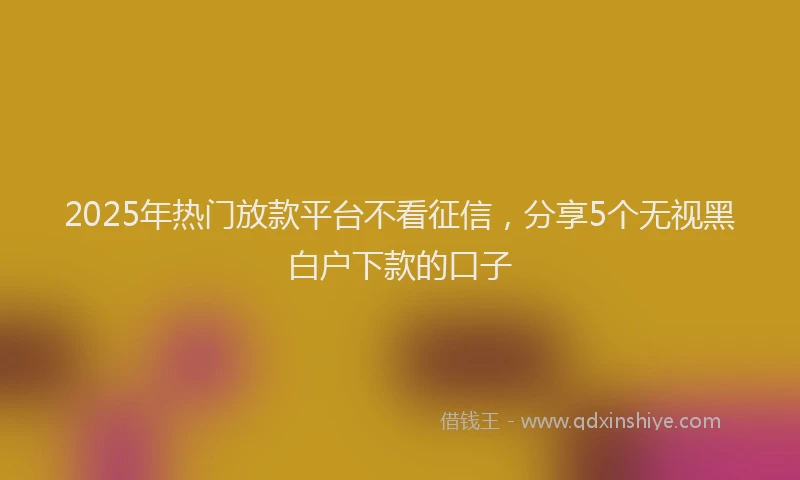 2025年热门放款平台不看征信，分享5个无视黑白户下款的口子