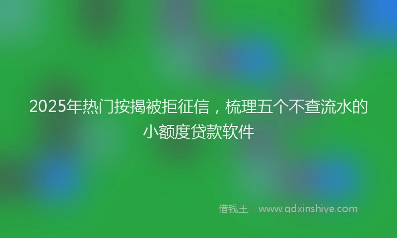 2025年热门按揭被拒征信，梳理五个不查流水的小额度贷款软件