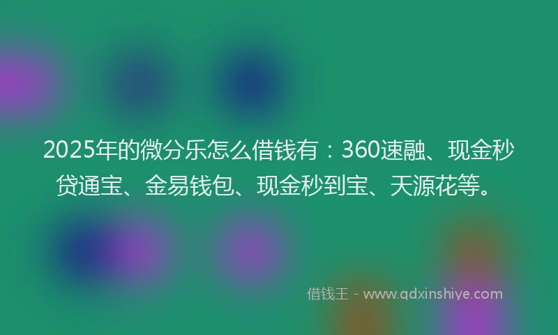 2025年的微分乐怎么借钱有：360速融、现金秒贷通宝、金易钱包、现金秒到宝、天源花等。