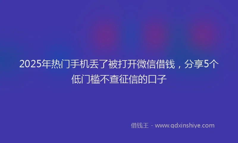 2025年热门手机丢了被打开微信借钱，分享5个低门槛不查征信的口子