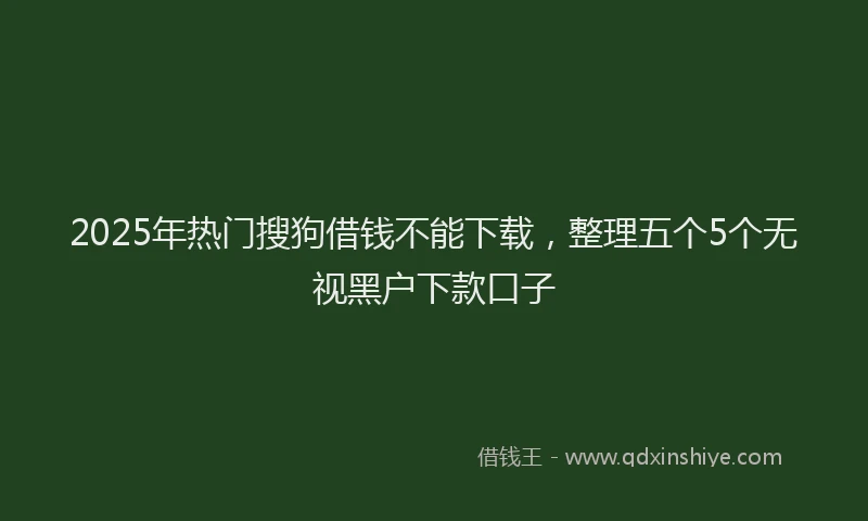 2025年热门搜狗借钱不能下载，整理五个5个无视黑户下款口子