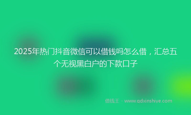 2025年热门抖音微信可以借钱吗怎么借，汇总五个无视黑白户的下款口子