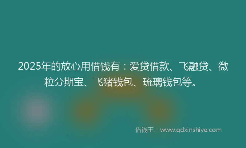 2025年的放心用借钱有：爱贷借款、飞融贷、微粒分期宝、飞猪钱包、琉璃钱包等。