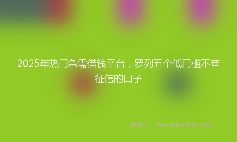 2025年热门急需借钱平台，罗列五个低门槛不查征信的口子