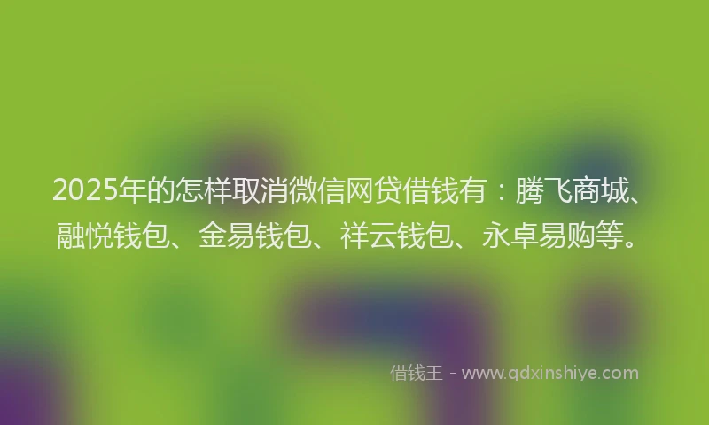 2025年的怎样取消微信网贷借钱有：腾飞商城、融悦钱包、金易钱包、祥云钱包、永卓易购等。