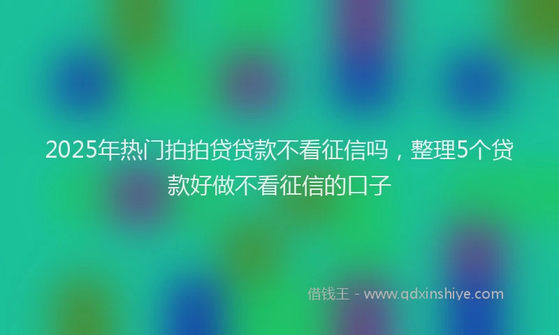 2025年热门拍拍贷贷款不看征信吗，整理5个贷款好做不看征信的口子