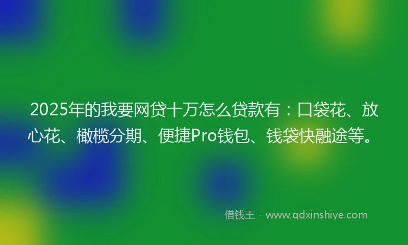 2025年的我要网贷十万怎么贷款有：口袋花、放心花、橄榄分期、便捷Pro钱包、钱袋快融途等。