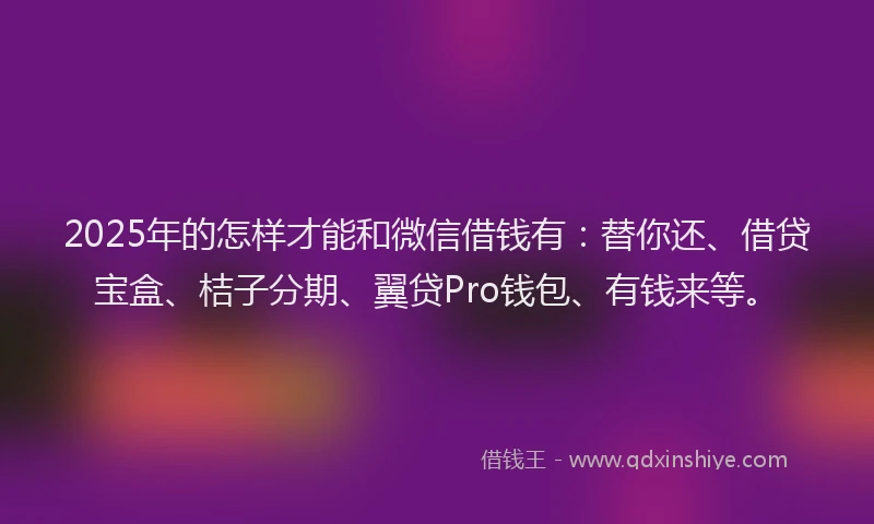 2025年的怎样才能和微信借钱有：替你还、借贷宝盒、桔子分期、翼贷Pro钱包、有钱来等。