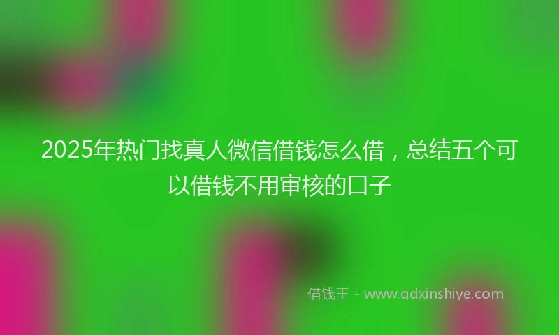 2025年热门找真人微信借钱怎么借，总结五个可以借钱不用审核的口子