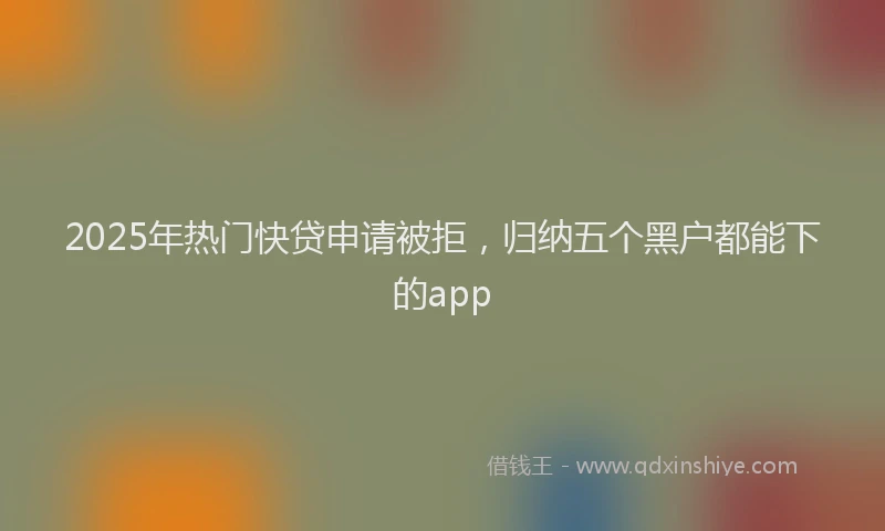 2025年热门快贷申请被拒，归纳五个黑户都能下的app