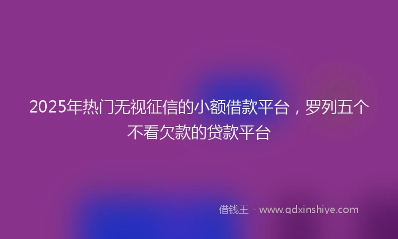 2025年热门无视征信的小额借款平台，罗列五个不看欠款的贷款平台