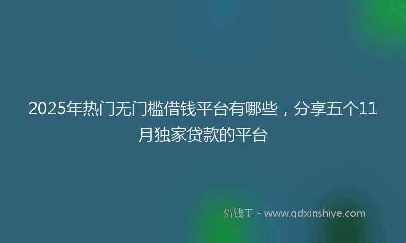 2025年热门无门槛借钱平台有哪些，分享五个11月独家贷款的平台