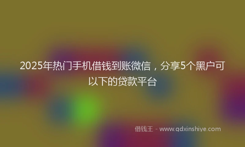 2025年热门手机借钱到账微信，分享5个黑户可以下的贷款平台