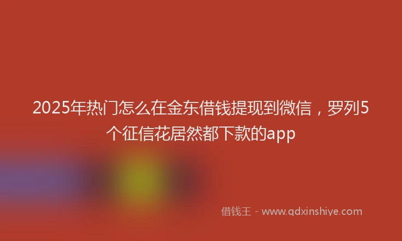 2025年热门怎么在金东借钱提现到微信，罗列5个征信花居然都下款的app