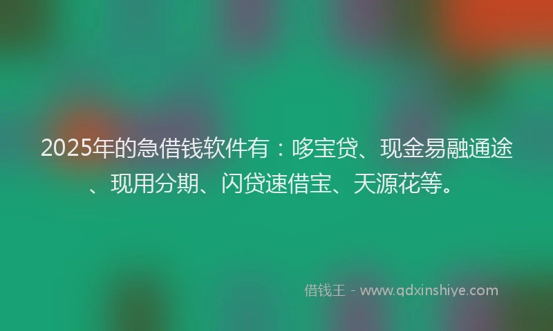 2025年的急借钱软件有：哆宝贷、现金易融通途、现用分期、闪贷速借宝、天源花等。