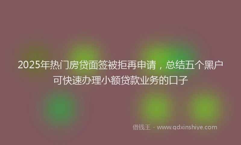 2025年热门房贷面签被拒再申请，总结五个黑户可快速办理小额贷款业务的口子