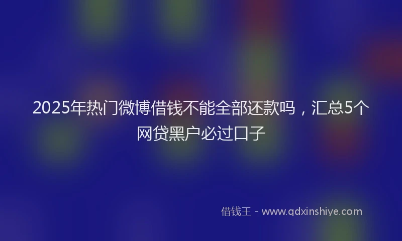 2025年热门微博借钱不能全部还款吗，汇总5个网贷黑户必过口子