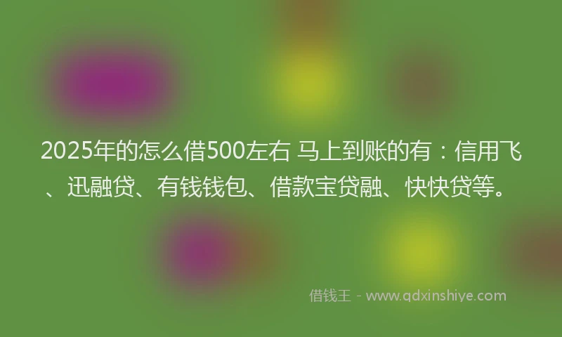 2025年的怎么借500左右 马上到账的有：信用飞、迅融贷、有钱钱包、借款宝贷融、快快贷等。