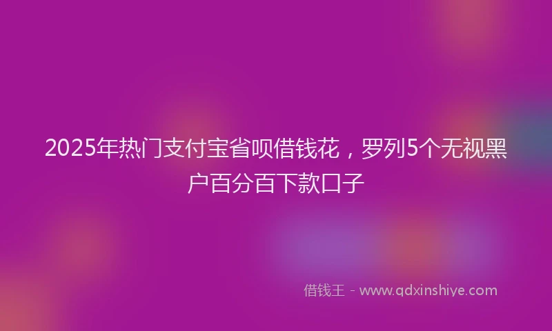 2025年热门支付宝省呗借钱花，罗列5个无视黑户百分百下款口子