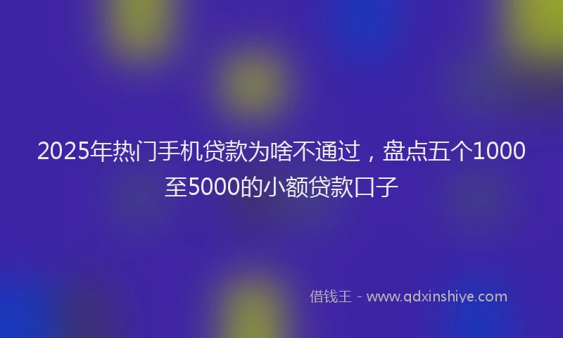 2025年热门手机贷款为啥不通过，盘点五个1000至5000的小额贷款口子