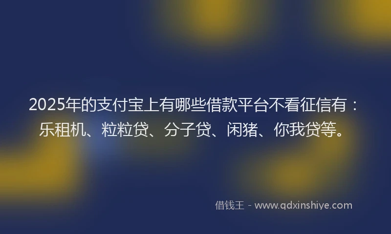 2025年的支付宝上有哪些借款平台不看征信有：乐租机、粒粒贷、分子贷、闲猪、你我贷等。