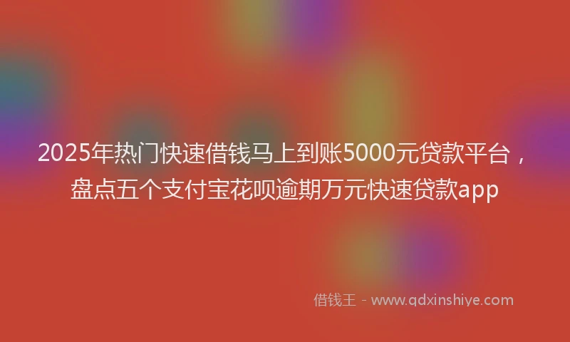 2025年热门快速借钱马上到账5000元贷款平台，盘点五个支付宝花呗逾期万元快速贷款app