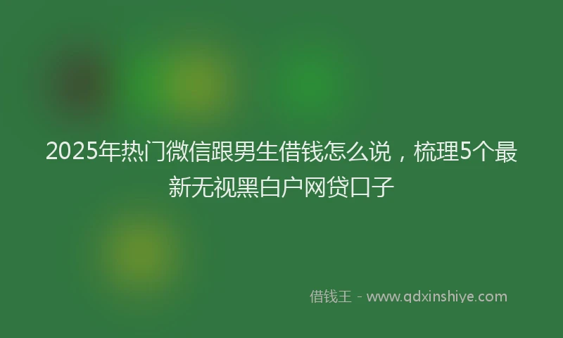 2025年热门微信跟男生借钱怎么说，梳理5个最新无视黑白户网贷口子