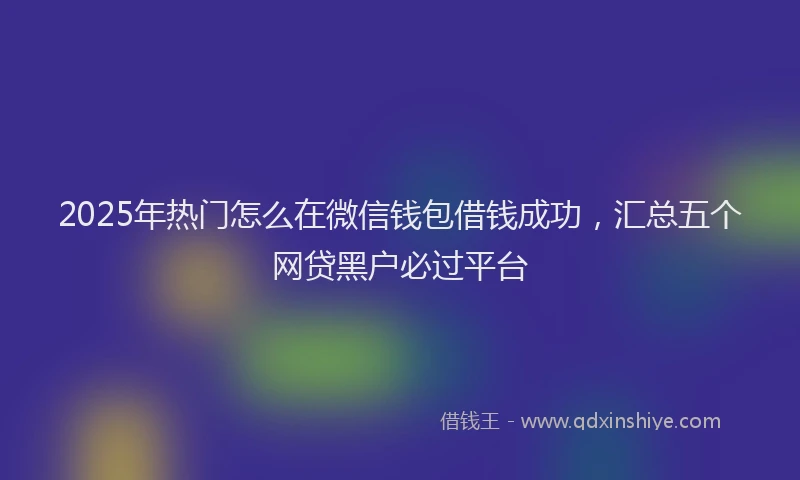 2025年热门怎么在微信钱包借钱成功，汇总五个网贷黑户必过平台