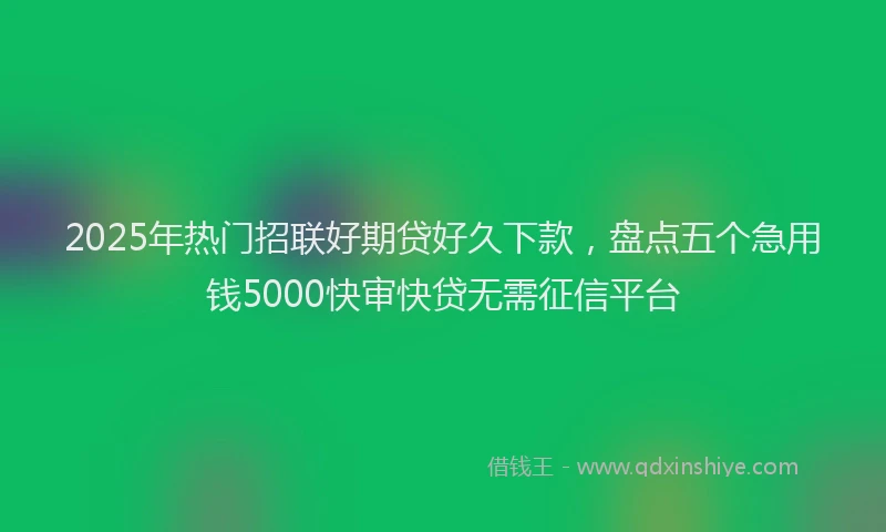 2025年热门招联好期贷好久下款，盘点五个急用钱5000快审快贷无需征信平台