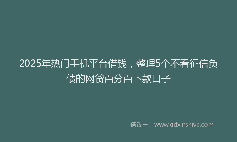 2025年热门手机平台借钱，整理5个不看征信负债的网贷百分百下款口子