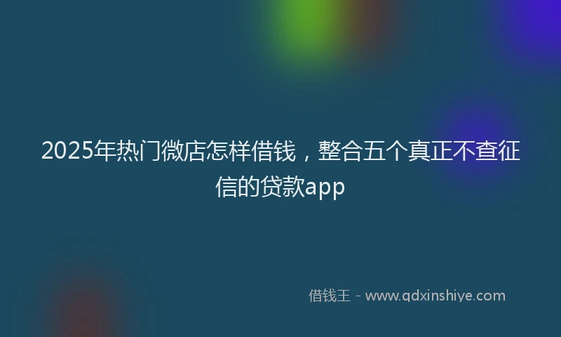 2025年热门微店怎样借钱，整合五个真正不查征信的贷款app