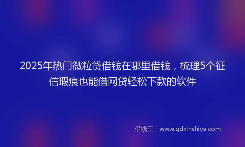 2025年热门微粒贷借钱在哪里借钱，梳理5个征信瑕疵也能借网贷轻松下款的软件