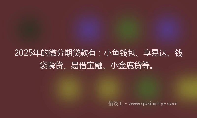 2025年的微分期贷款有：小鱼钱包、享易达、钱袋瞬贷、易借宝融、小金鹿贷等。