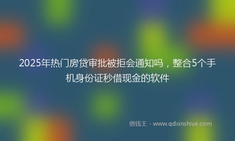2025年热门房贷审批被拒会通知吗，整合5个手机身份证秒借现金的软件