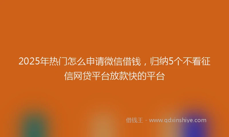 2025年热门怎么申请微信借钱，归纳5个不看征信网贷平台放款快的平台