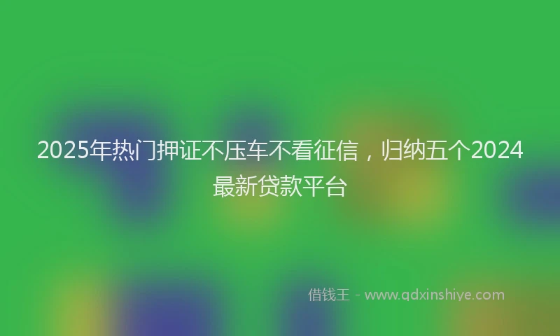 2025年热门押证不压车不看征信，归纳五个2024最新贷款平台