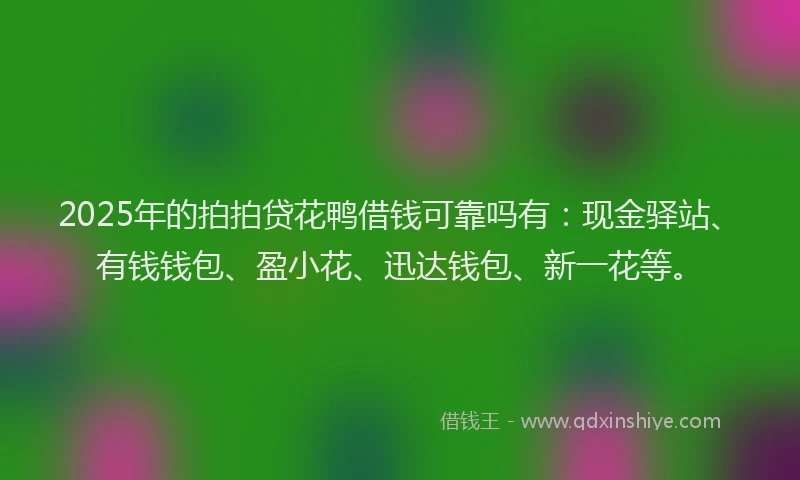 2025年的拍拍贷花鸭借钱可靠吗有：现金驿站、有钱钱包、盈小花、迅达钱包、新一花等。