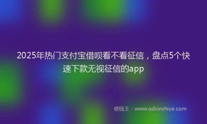 2025年热门支付宝借呗看不看征信，盘点5个快速下款无视征信的app