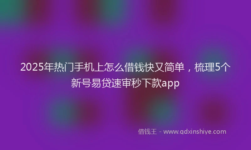 2025年热门手机上怎么借钱快又简单，梳理5个新号易贷速审秒下款app
