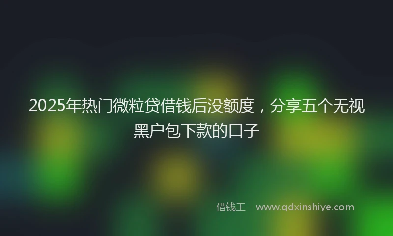 2025年热门微粒贷借钱后没额度，分享五个无视黑户包下款的口子